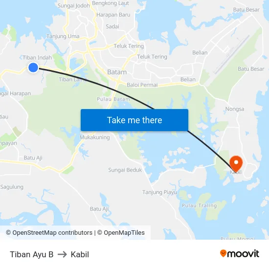 Tiban Ayu B to Kabil map