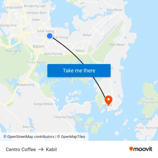 Centro Coffee to Kabil map