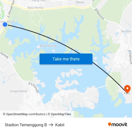 Stadion Temenggung B to Kabil map