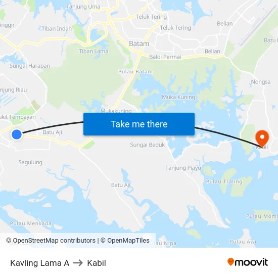 Kavling Lama A to Kabil map
