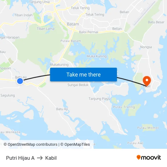 Putri Hijau A to Kabil map