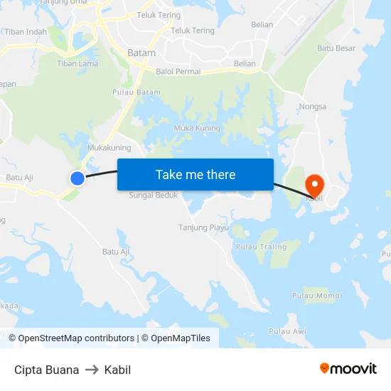 Cipta Buana to Kabil map