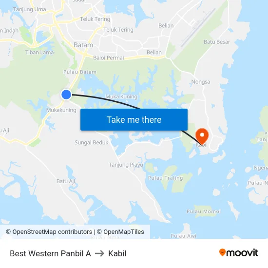 Best Western Panbil A to Kabil map