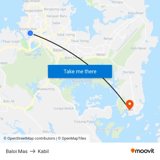 Baloi Mas to Kabil map