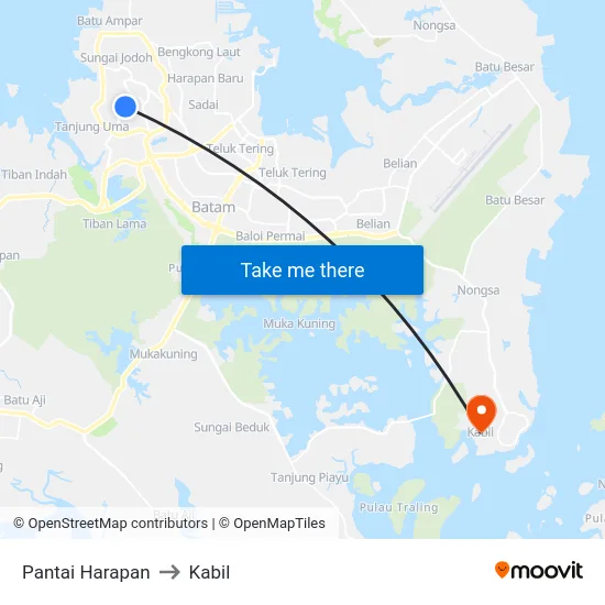 Pantai Harapan to Kabil map