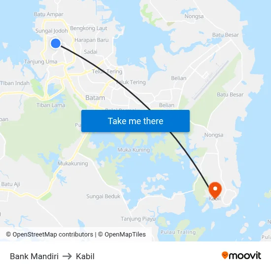 Bank Mandiri to Kabil map