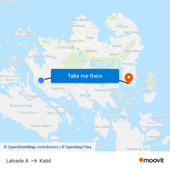 Latrade A to Kabil map