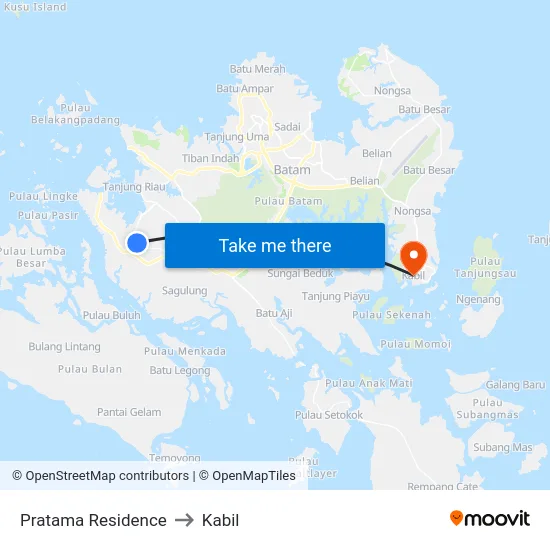 Pratama Residence to Kabil map