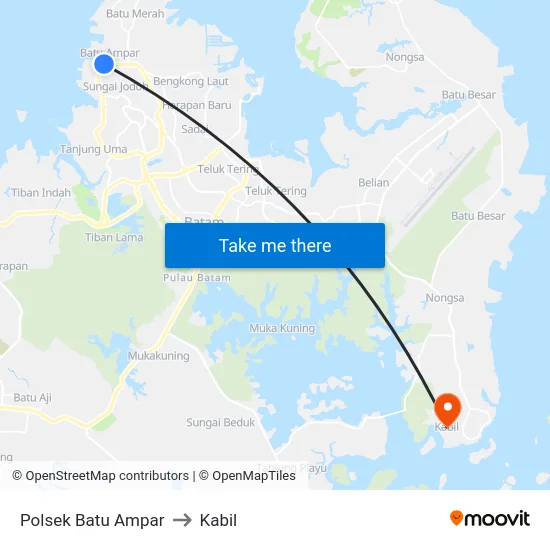 Polsek Batu Ampar to Kabil map