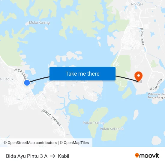 Bida Ayu Pintu 3 A to Kabil map