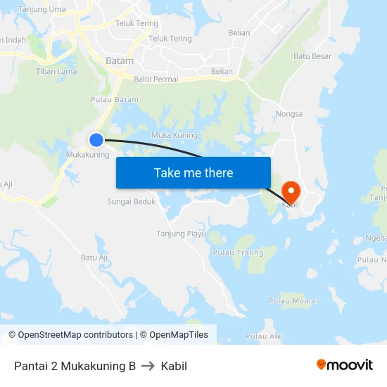 Pantai 2 Mukakuning B to Kabil map