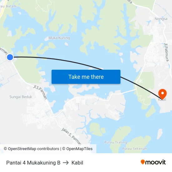 Pantai 4 Mukakuning B to Kabil map