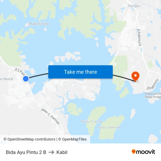 Bida Ayu Pintu 2 B to Kabil map