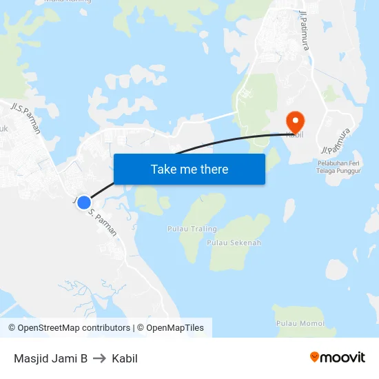 Masjid Jami B to Kabil map