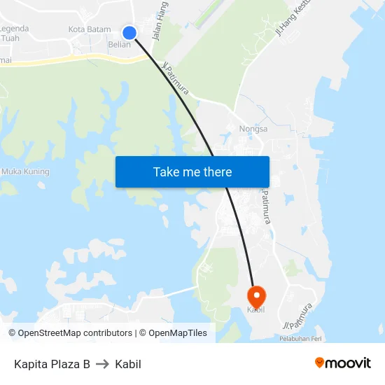 Kapita Plaza B to Kabil map