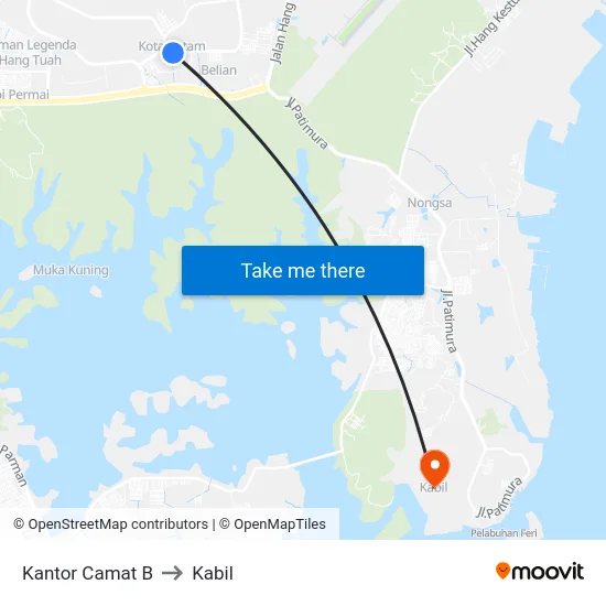 Kantor Camat B to Kabil map