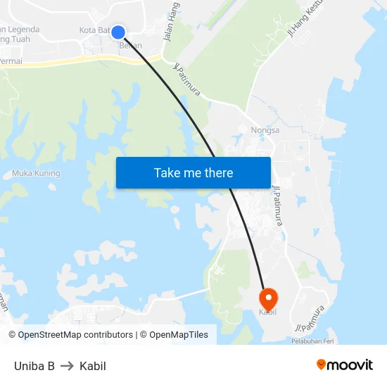 Uniba B to Kabil map