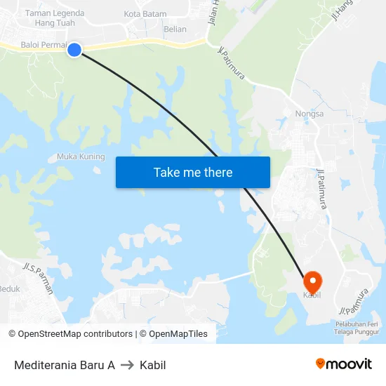 Mediterania Baru A to Kabil map