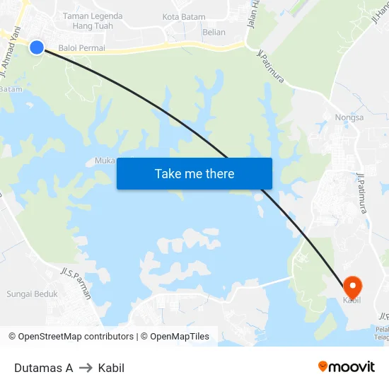 Dutamas A to Kabil map