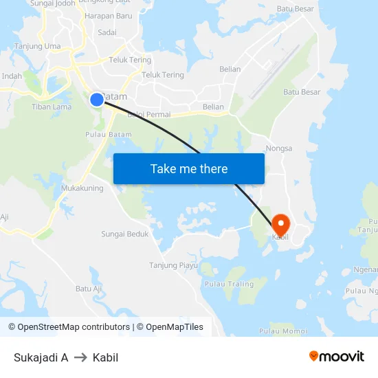 Sukajadi A to Kabil map