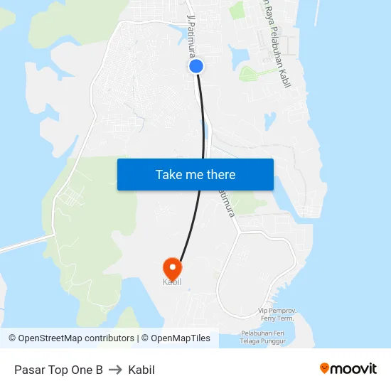 Pasar Top One B to Kabil map