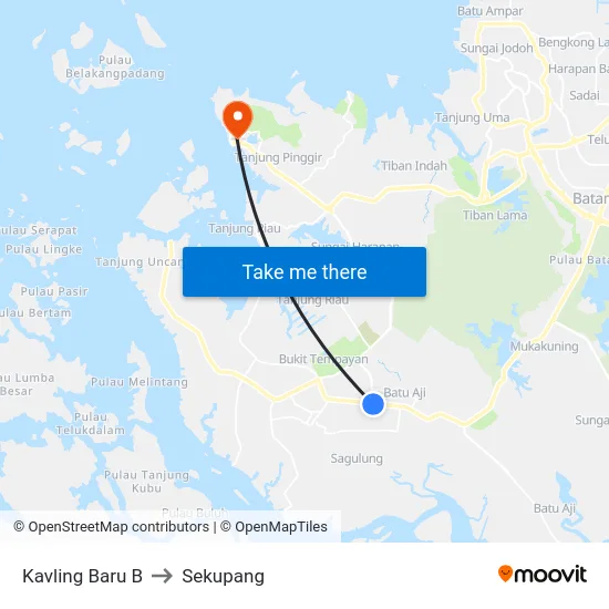 Kavling Baru B to Sekupang map