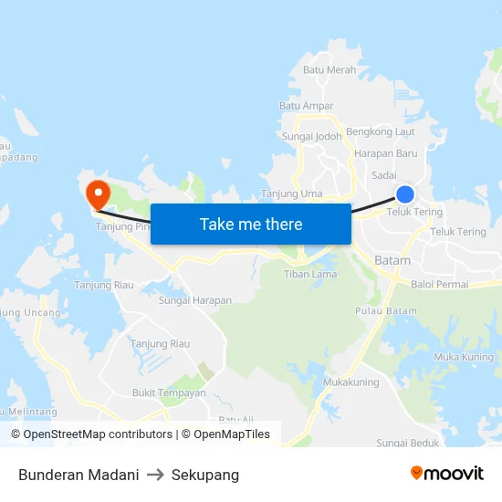 Bunderan Madani to Sekupang map