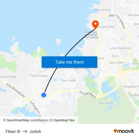 Tiban III to Jodoh map
