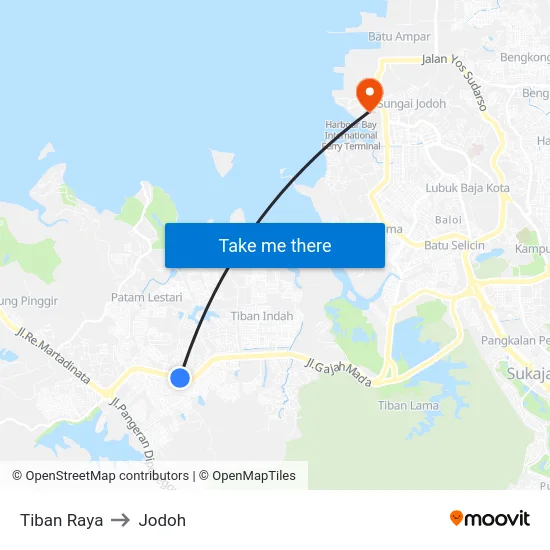 Tiban Raya to Jodoh map
