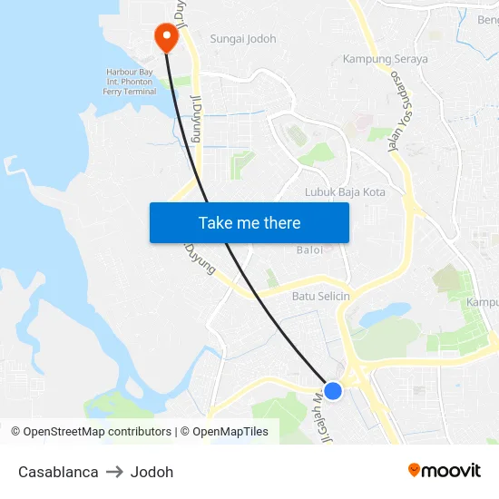 Casablanca to Jodoh map