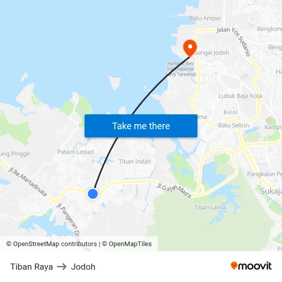 Tiban Raya to Jodoh map