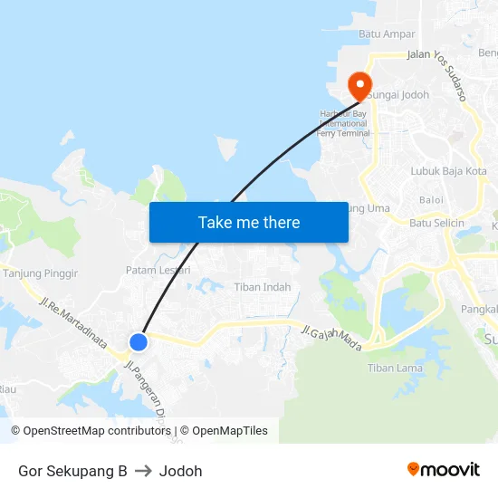 Gor Sekupang B to Jodoh map