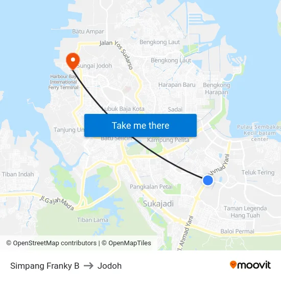 Simpang Franky B to Jodoh map