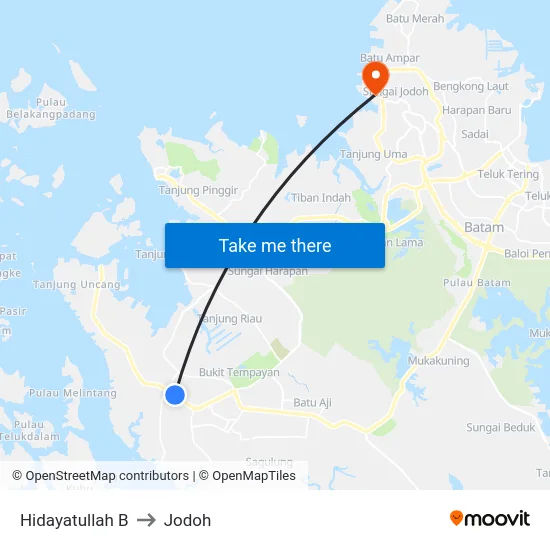 Hidayatullah B to Jodoh map