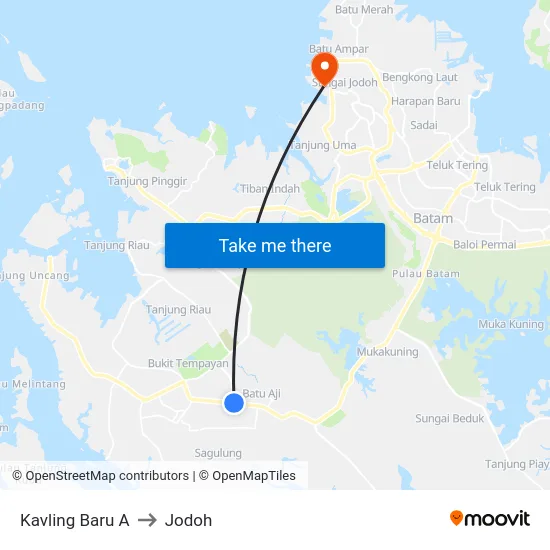 Kavling Baru A to Jodoh map