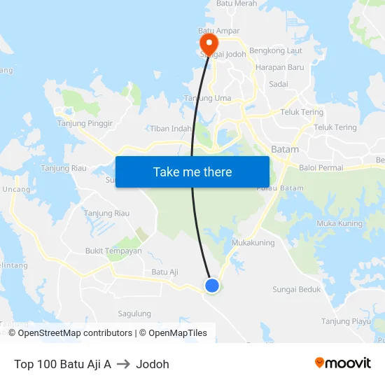 Top 100 Batu Aji A to Jodoh map