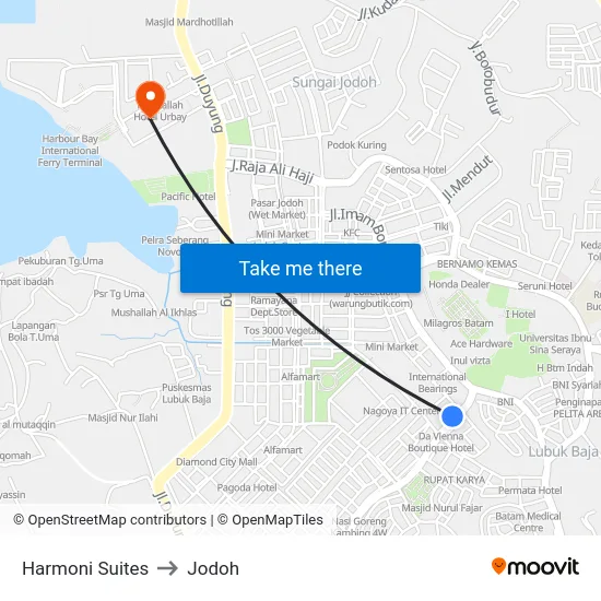 Harmoni Suites to Jodoh map