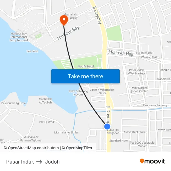 Pasar Induk to Jodoh map