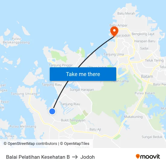 Balai Pelatihan Kesehatan B to Jodoh map