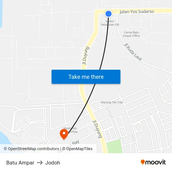 Batu Ampar to Jodoh map