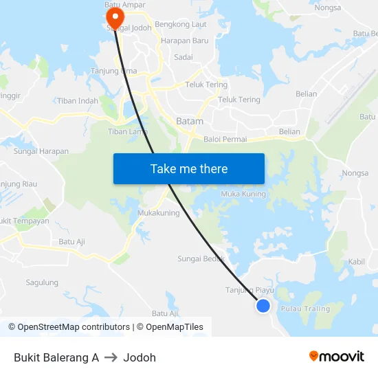 Bukit Balerang A to Jodoh map
