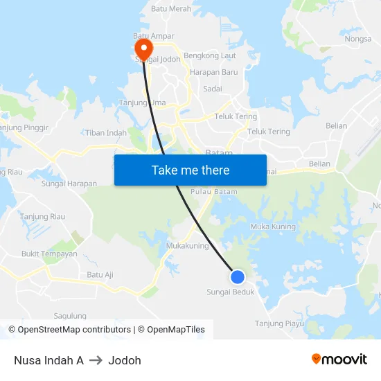 Nusa Indah A to Jodoh map