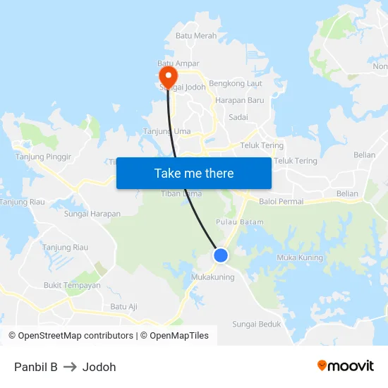 Panbil B to Jodoh map