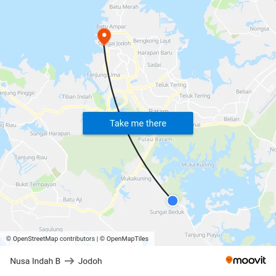 Nusa Indah B to Jodoh map
