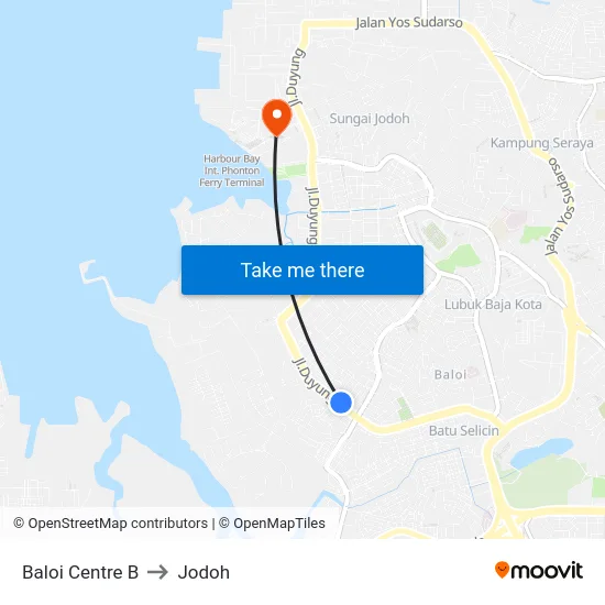 Baloi Centre B to Jodoh map