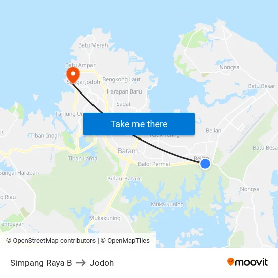 Simpang Raya B to Jodoh map