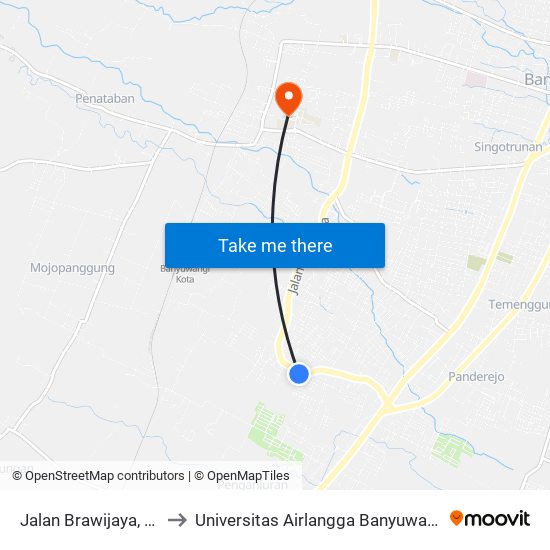 Jalan Brawijaya, 38 to Universitas Airlangga Banyuwangi map