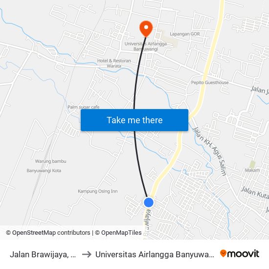 Jalan Brawijaya, 99 to Universitas Airlangga Banyuwangi map