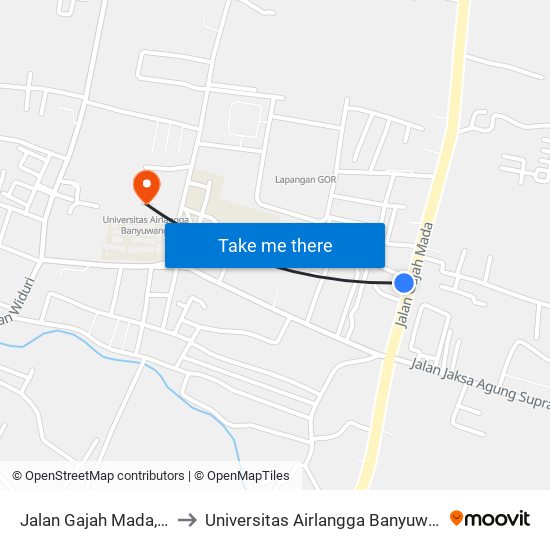 Jalan Gajah Mada, 11 to Universitas Airlangga Banyuwangi map
