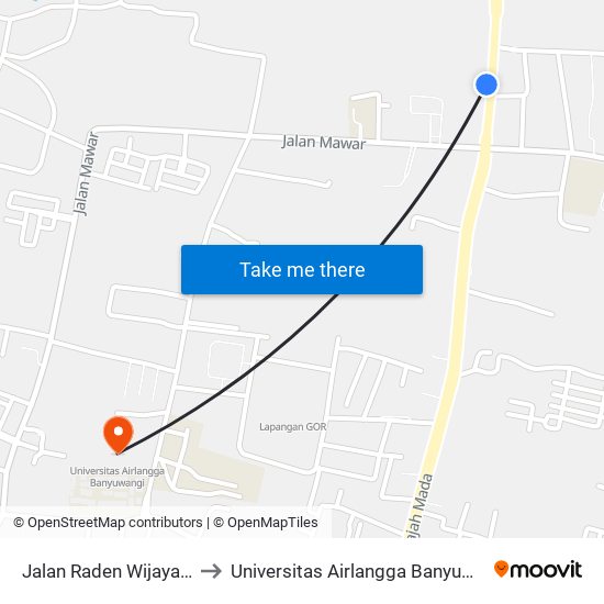 Jalan Raden Wijaya, 23 to Universitas Airlangga Banyuwangi map